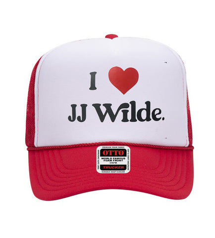 I LOVE JJ RED TRUCKER HAT